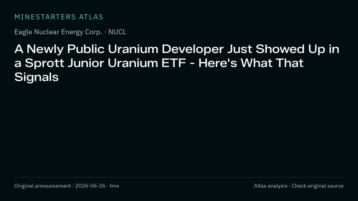 Atlas analysis — Eagle Nuclear Energy Corp.: A Newly Public Uranium Developer Just Showed Up in a Sprott Junior Uranium ETF - Here's What That Signals