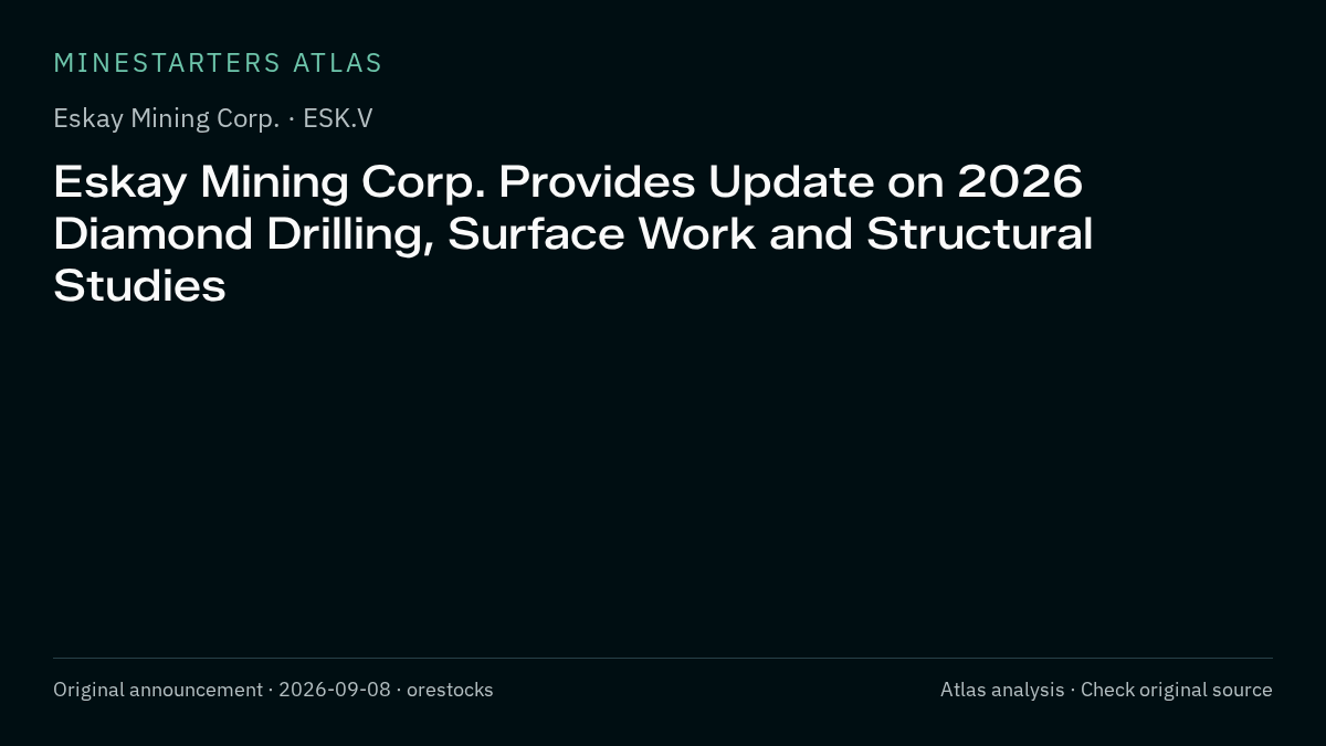 Atlas analysis — Eskay Mining Corp.: Eskay Mining Corp. Provides Update on 2026 Diamond Drilling, Surface Work and Structural Studies